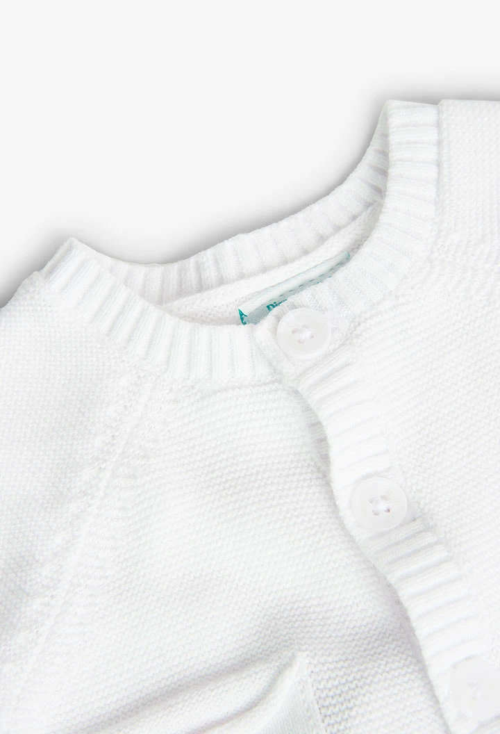 Veste tricotée bébé en blanc