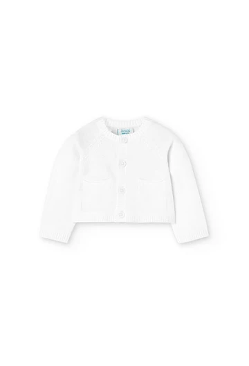Casaco tricotado de bebé em branco