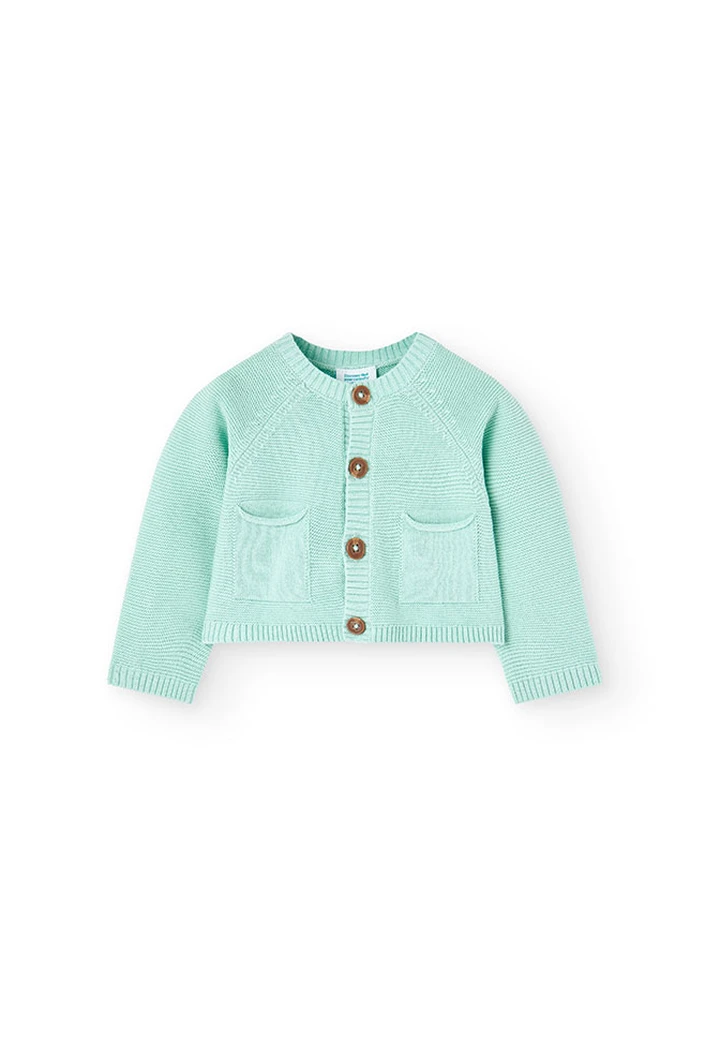 Veste tricotée bébé en vert