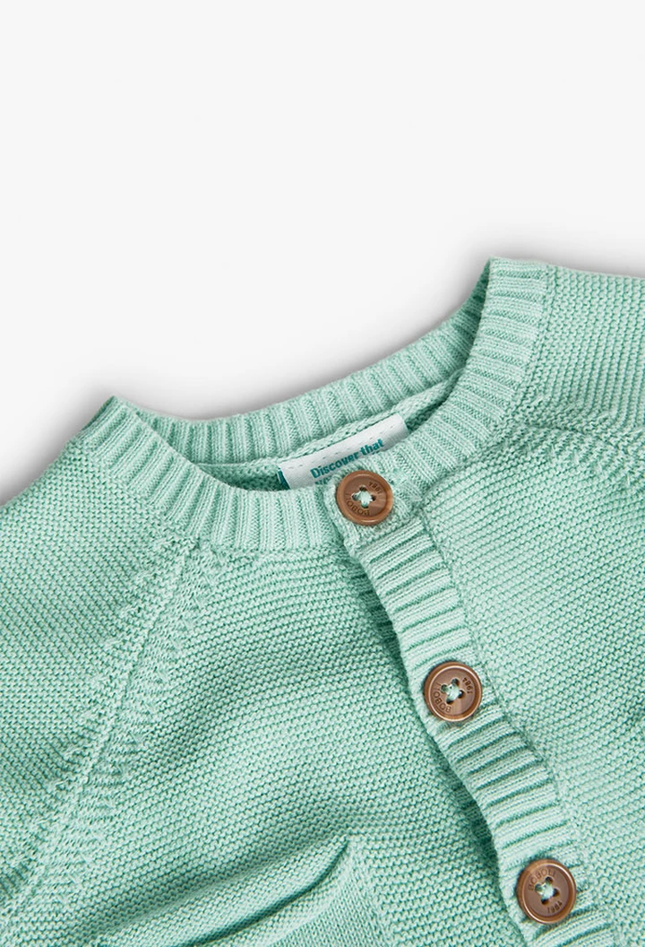 Veste tricotée bébé en vert