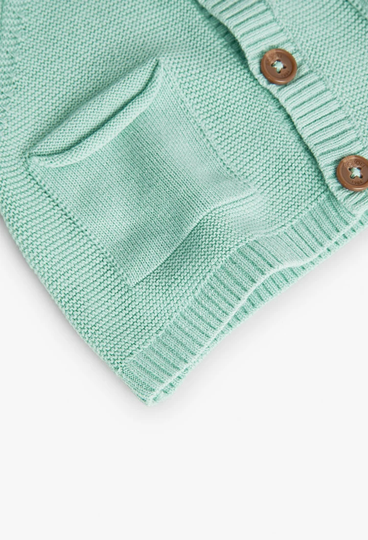 Veste tricotée bébé en vert