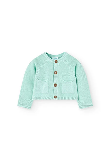Veste tricotée bébé en vert