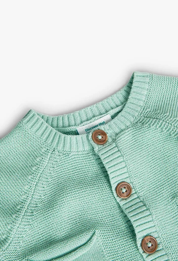 Casaco tricotado de bebé em verde