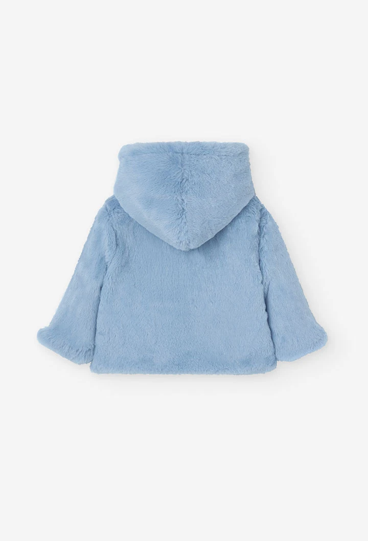 Chaqueta reversible con pelo para bebé niño en azul