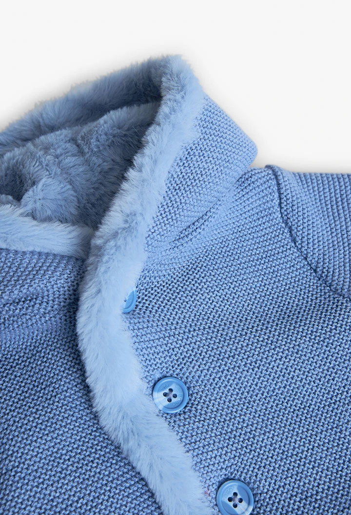 Veste réversible avec fourrure pour bébé garçon en bleu