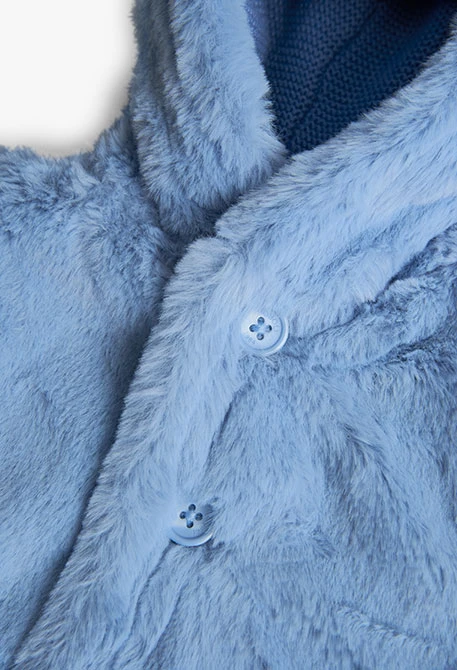 Veste réversible avec fourrure pour bébé garçon en bleu