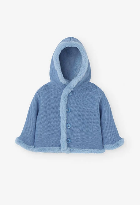 Chaqueta reversible con pelo para bebé niño en azul