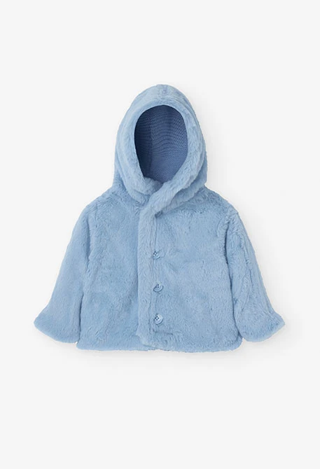 Chaqueta reversible con pelo para bebé niño en azul