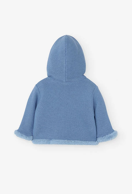 Chaqueta reversible con pelo para bebé niño en azul