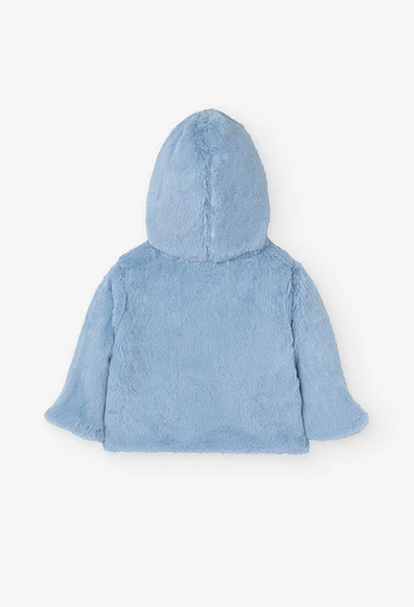 Veste réversible avec fourrure pour bébé garçon en bleu