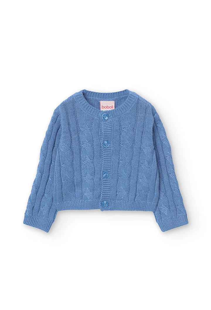 Knitted jacket for baby boy in blue