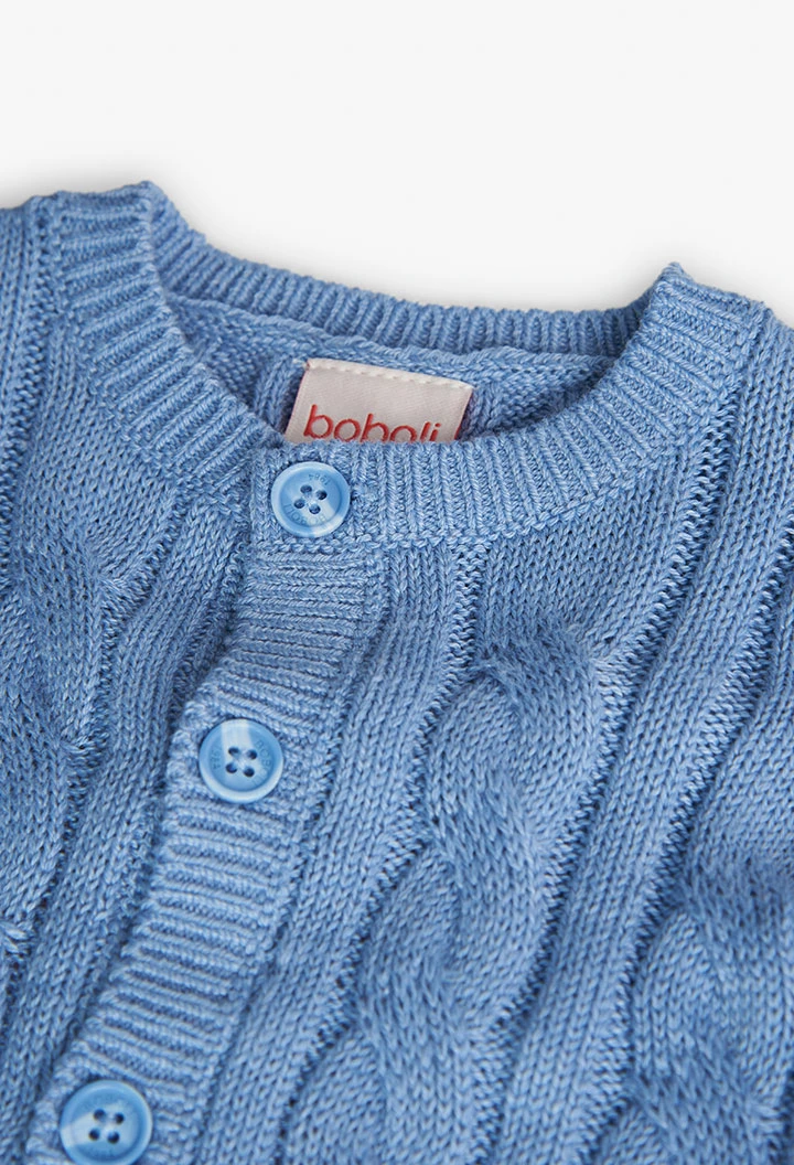 Knitted jacket for baby boy in blue