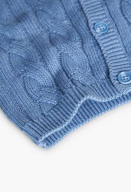 Knitted jacket for baby boy in blue