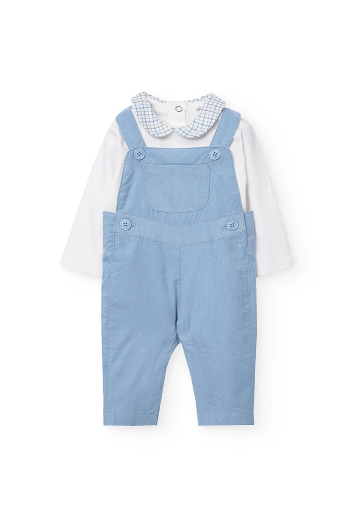 Ensemble de body avec salopette en coton pour bébé garçon en bleu