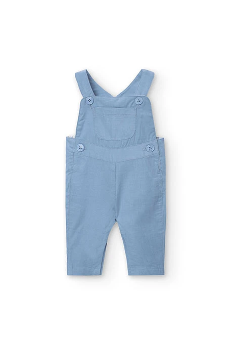 Set of cotton bodysuit with dungarees for baby boy in blue