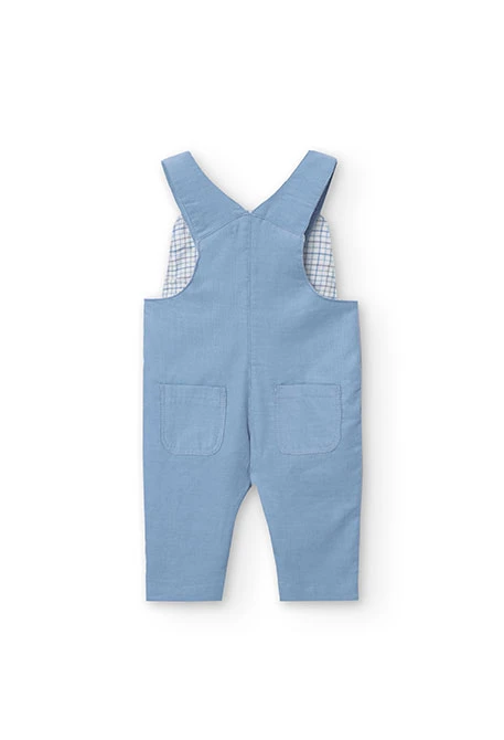 Set of cotton bodysuit with dungarees for baby boy in blue