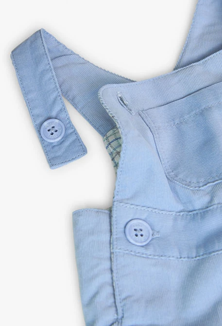 Set of cotton bodysuit with dungarees for baby boy in blue