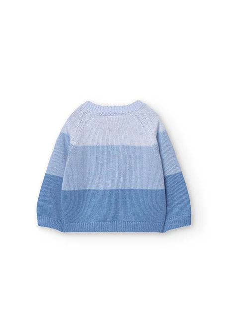 Pull en tricot pour bébé garçon de couleur bleue.