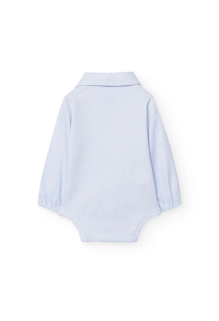 Set of cotton bodysuit with trousers for baby boy in blue