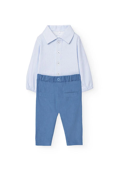 2 tlg. Set mit Body und Hose aus Baumwolle für Baby-Jungen in Blau
