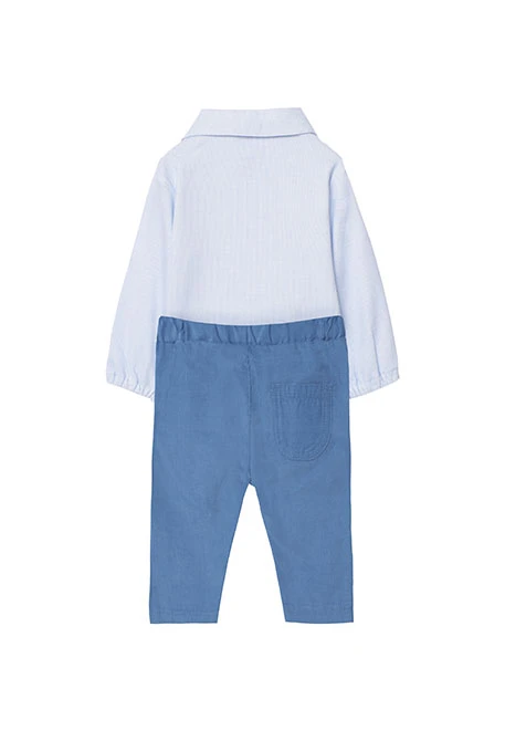 Ensemble de body avec pantalon en coton pour bébé garçon en bleu