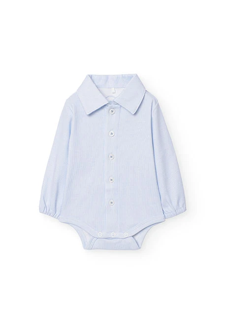 Set of cotton bodysuit with trousers for baby boy in blue