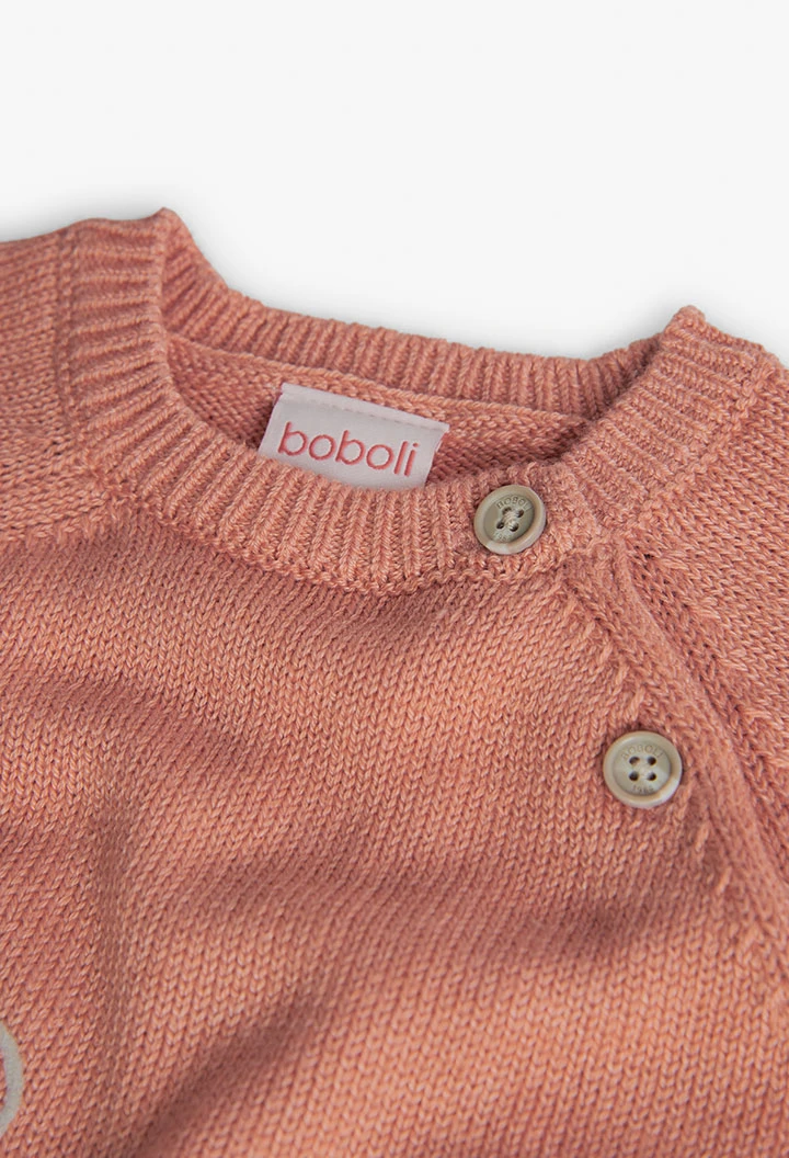 Knitted jumper for baby boy in orange