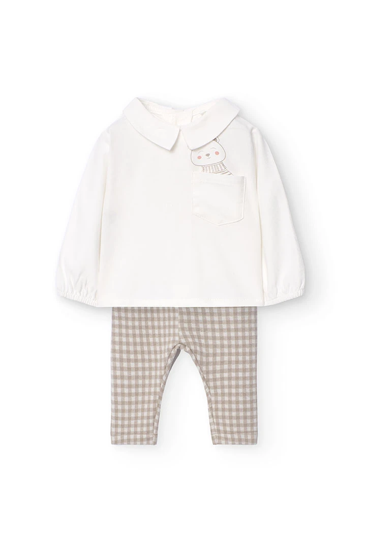 Conjunto de camisa con pantalón para bebé niño con estampado de cuadros