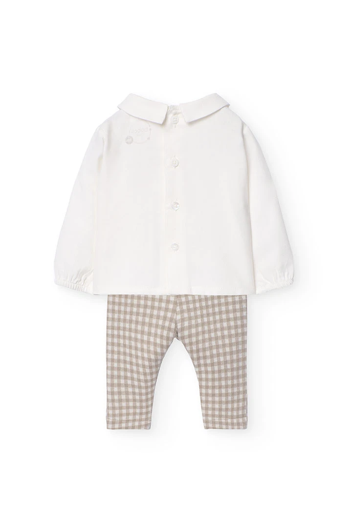 Conjunto de camisa con pantalón para bebé niño con estampado de cuadros