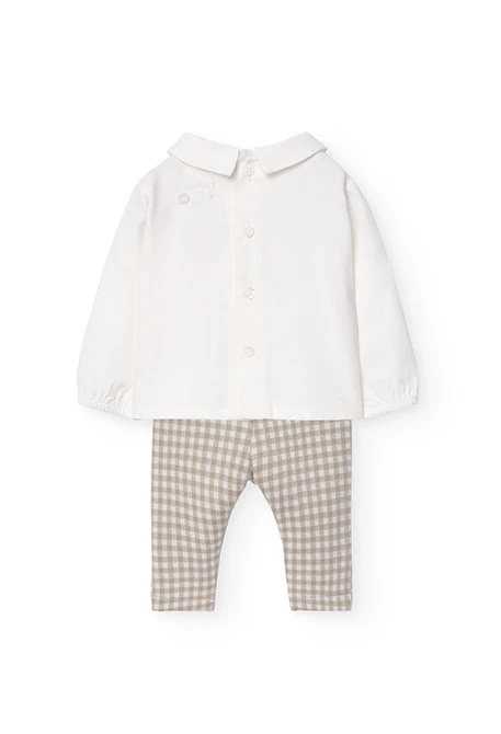 Set of shirt and trousers for baby boy with checkered print