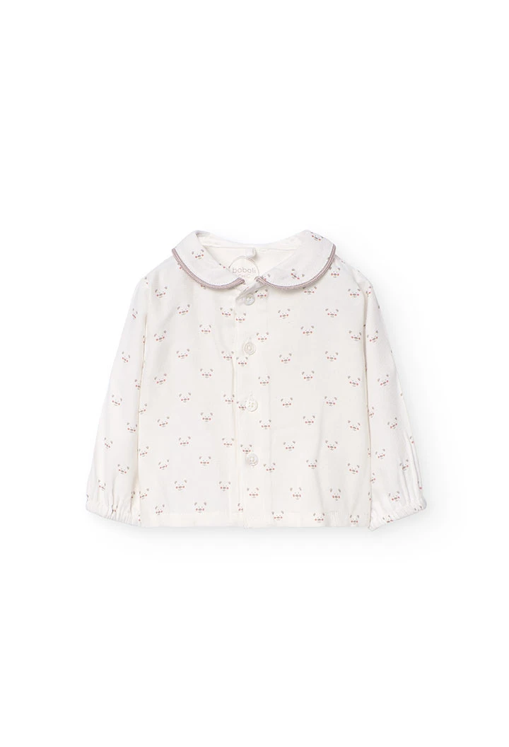 Ensemble de chemise en flanelle et salopette en micro-côtelé pour bébé garçon en beige