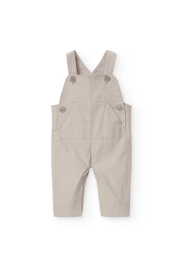 Set of viella shirt and micro-corduroy dungarees for baby boy in beige