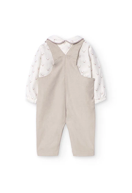 Ensemble de chemise en flanelle et salopette en micro-côtelé pour bébé garçon en beige