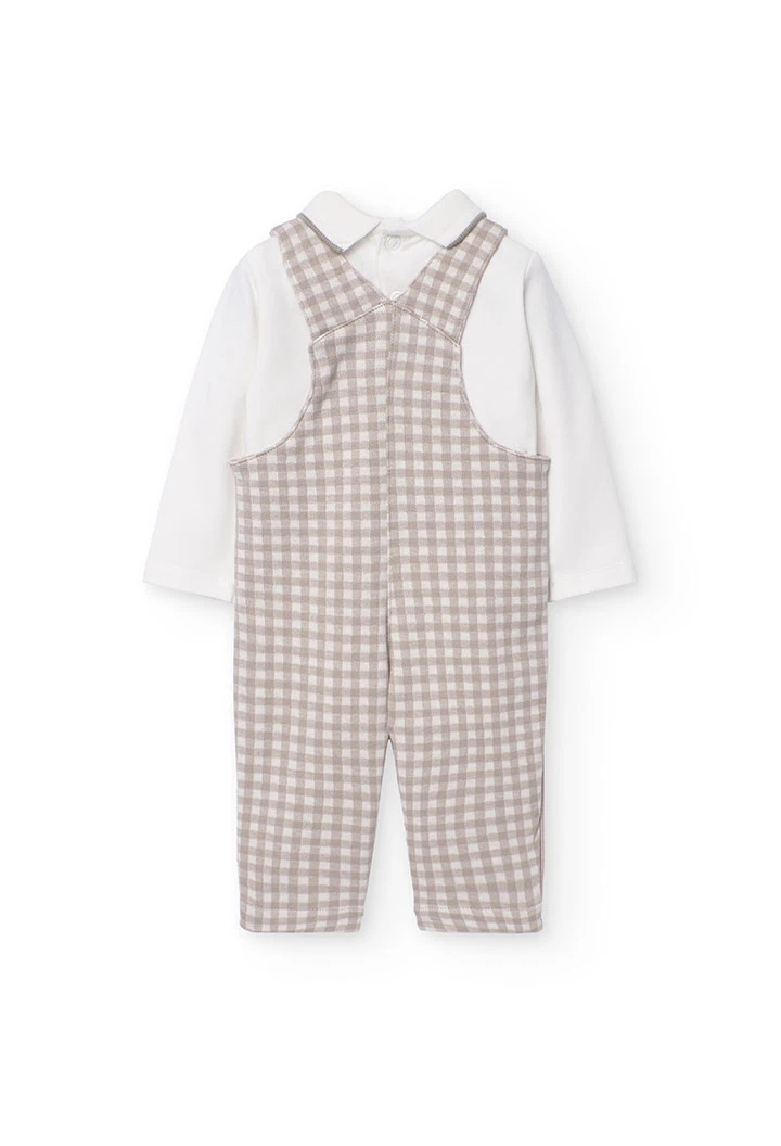 Set of bodysuit with dungarees for baby boy with checkered print