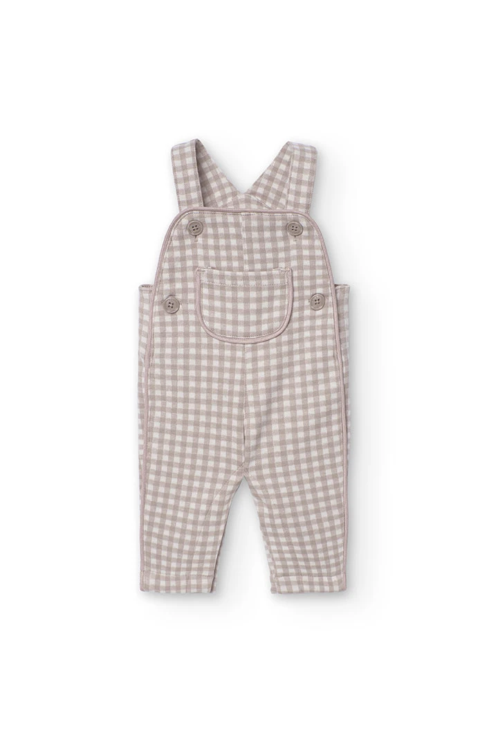 Set of bodysuit with dungarees for baby boy with checkered print