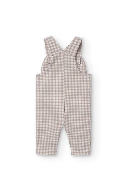 Set of bodysuit with dungarees for baby boy with checkered print