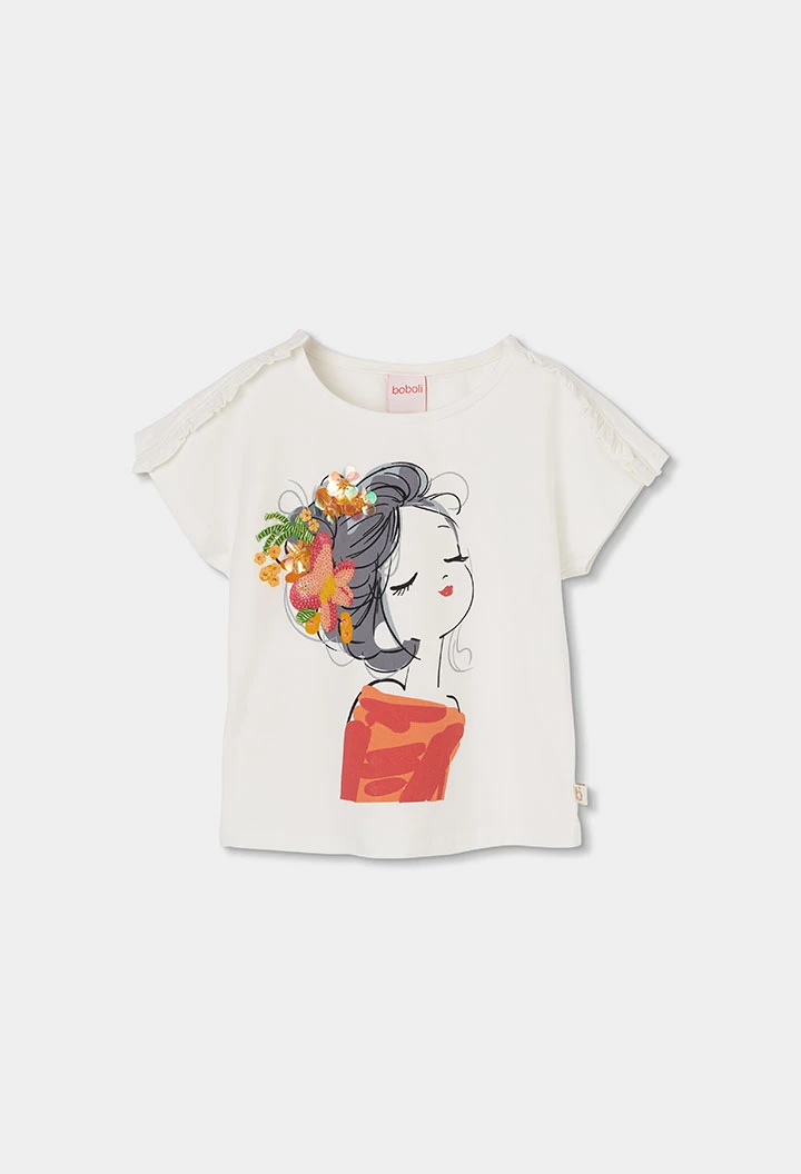 Girls? white cotton T-shirt