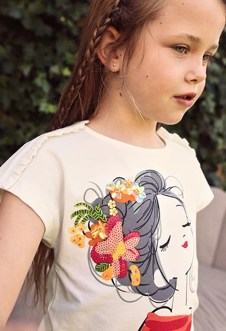 Maglietta bambina bianca in maglia