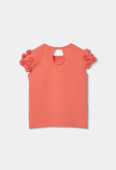 Mädchen T-Shirt aus Baumwolle in Erdbeerfarbe