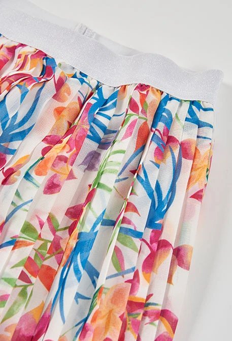 Pantaloni bambina stampati a foglie a zampa d\'elefante