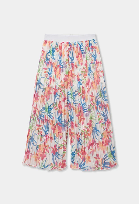 Girl?s flared printed leaf trousers