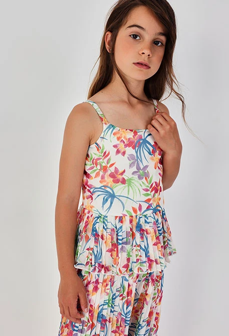 Mädchenbluse mit Blattmuster