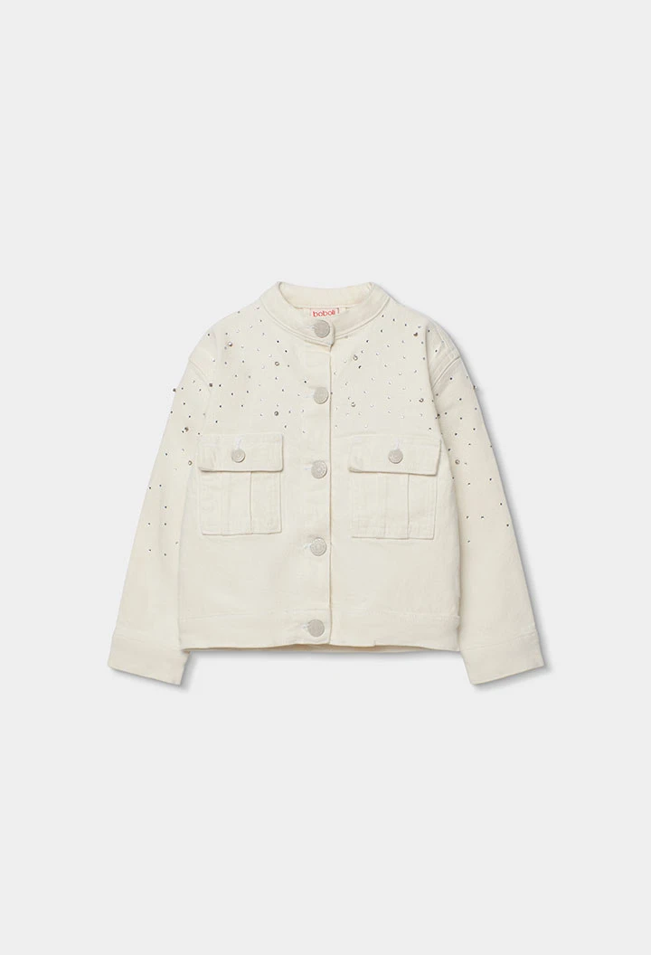 Giacca in twill per bambina con dettagli brillanti