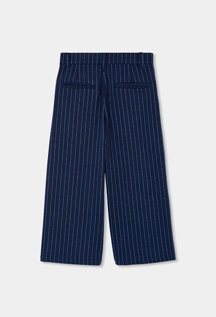 Blue striped navy knit trousers for girls
