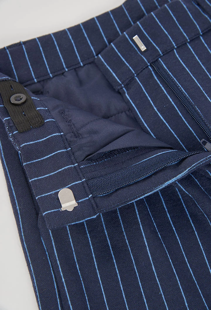 Blue striped navy knit trousers for girls