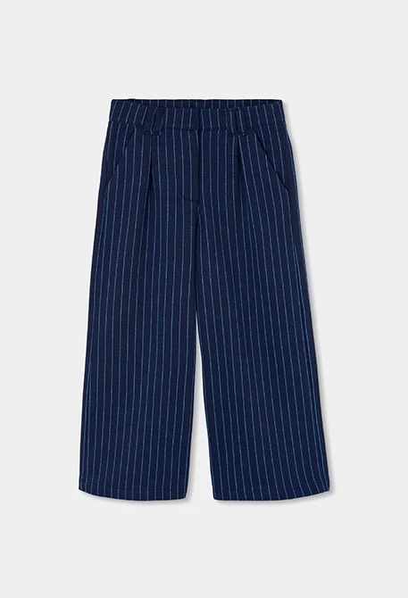 Blue striped navy knit trousers for girls