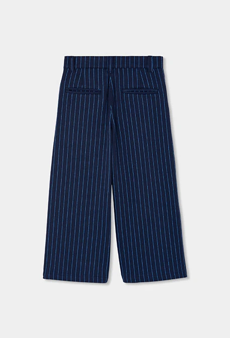 Blue striped navy knit trousers for girls