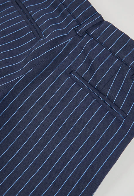 Blue striped navy knit trousers for girls