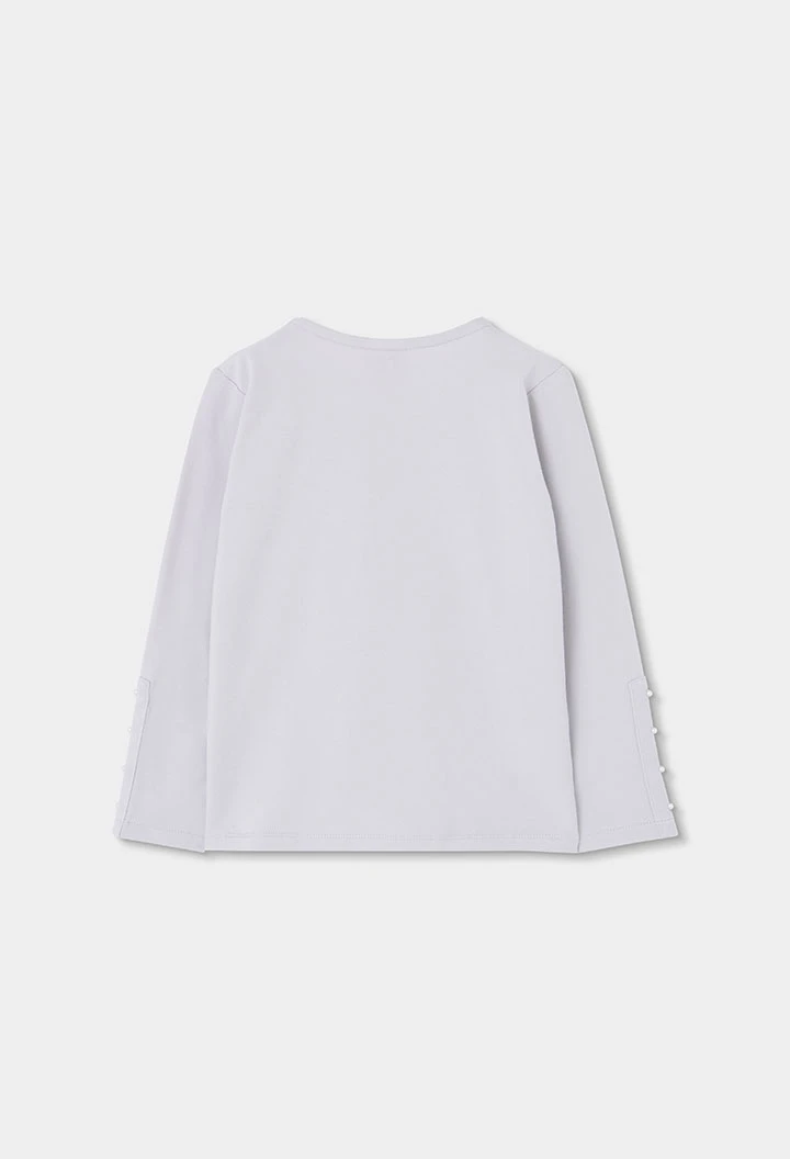 T-shirt en maille fille beige avec lettres GREY
