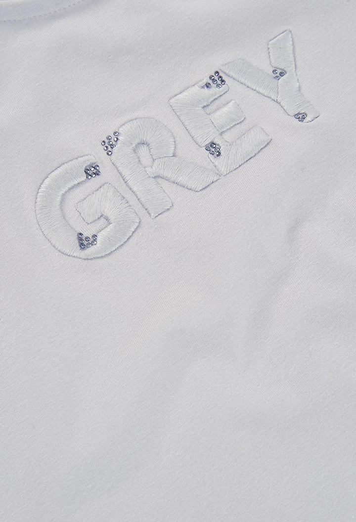 T-shirt en maille fille beige avec lettres GREY